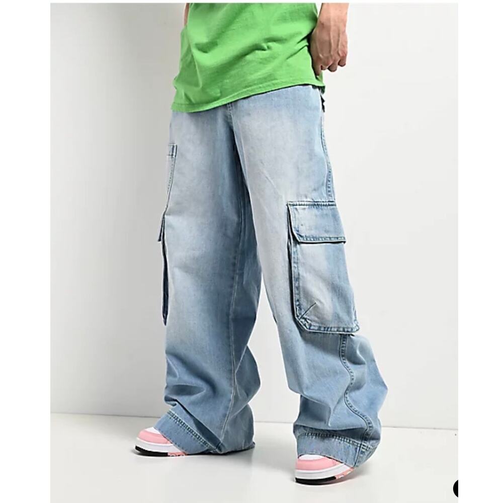 A.LAB Rave Light Blue Cargo Jeans, Size 30